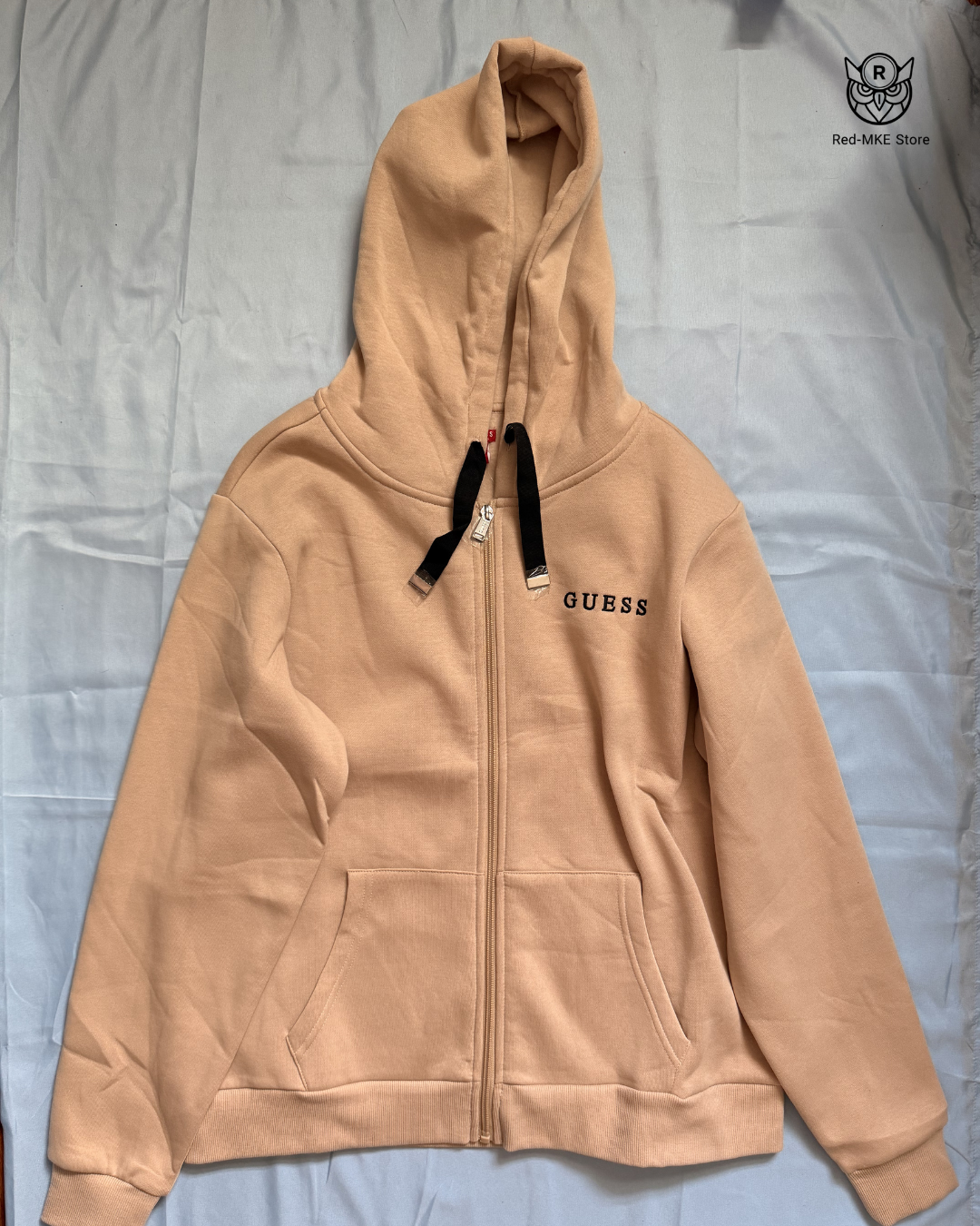 Sudadera Guess - Essential Logo Zip Hoodie (Beige)