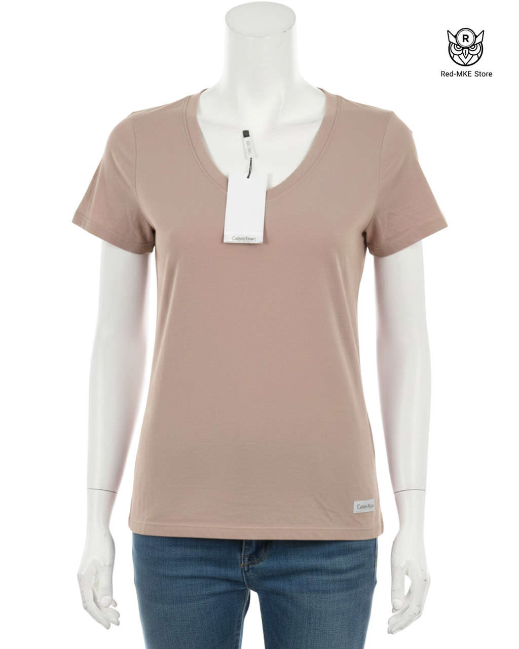 Camiseta Calvin Klein Performance - Cuello en V (Rosa Nude)