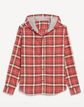 Camisa de Franela con Capucha – Red Plaid Hybrid Shirt