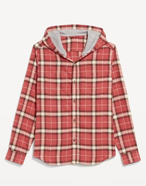 Camisa de Franela con Capucha – Red Plaid Hybrid Shirt