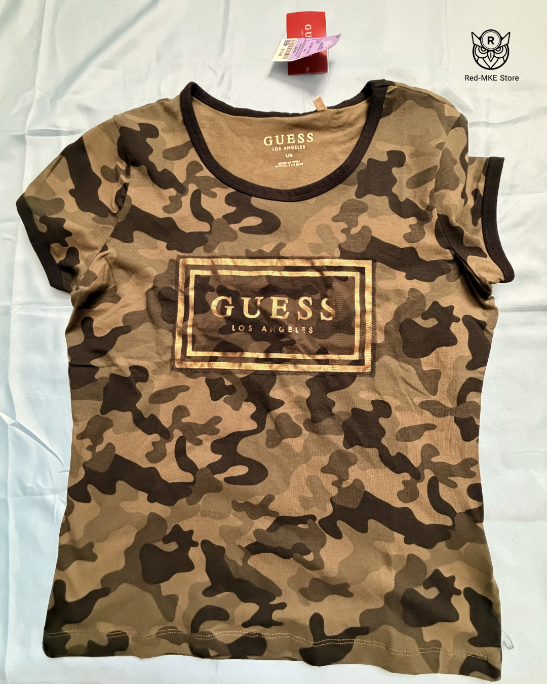 Camiseta Guess - Camo Glam Logo Tee (Verde Militar)