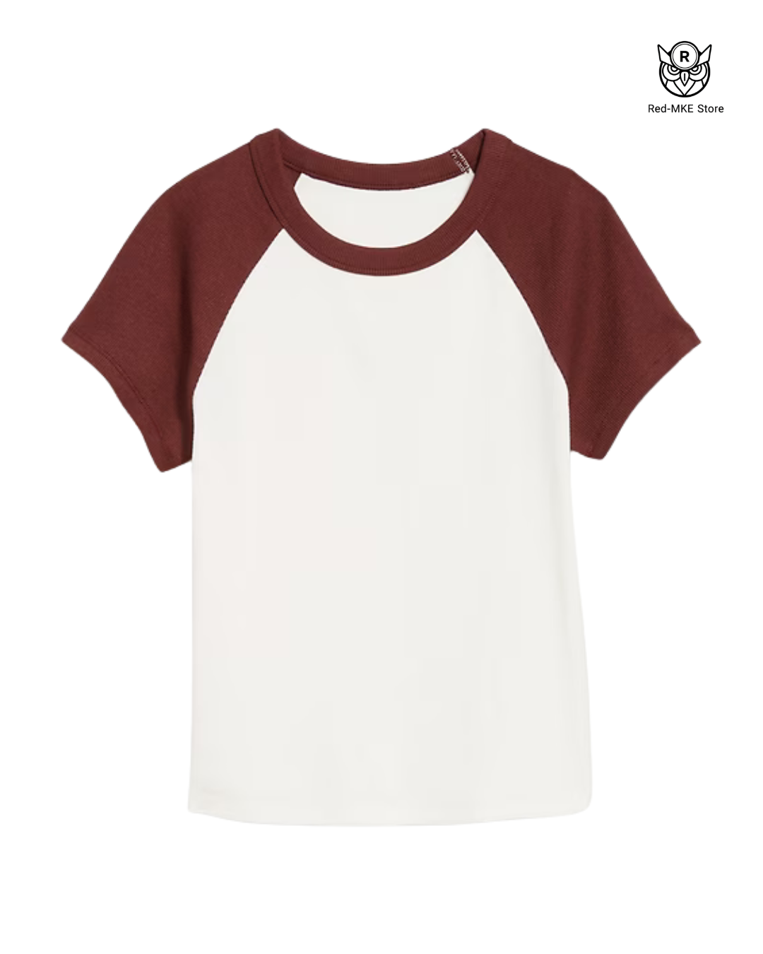 Camiseta Old Navy - Vintage Baseball Raglan Tee (Blanco/Burdeos)