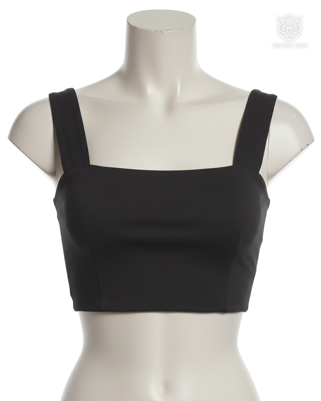 Crop Top Minimalista – Essential Black Square Neck