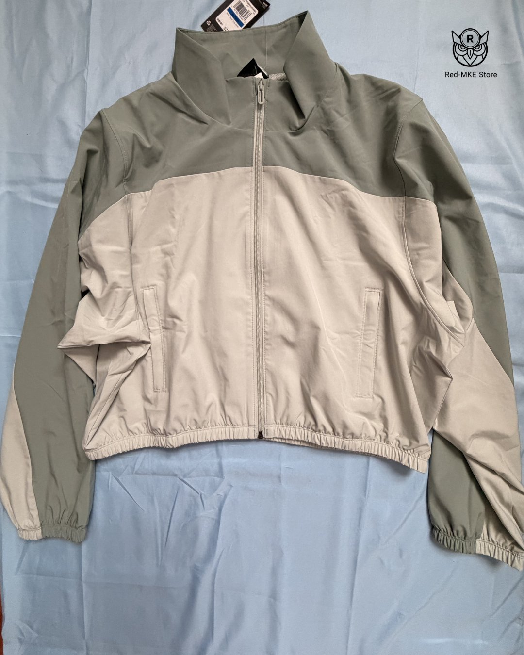 Chaqueta Ligera Crop - Minimalist Two-Tone Design (Gris/Crema)