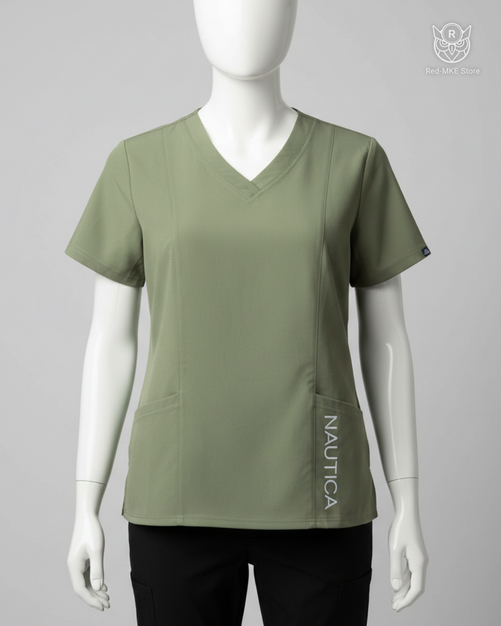 Top Médico Nautica Performance – Sage Olive V-Neck