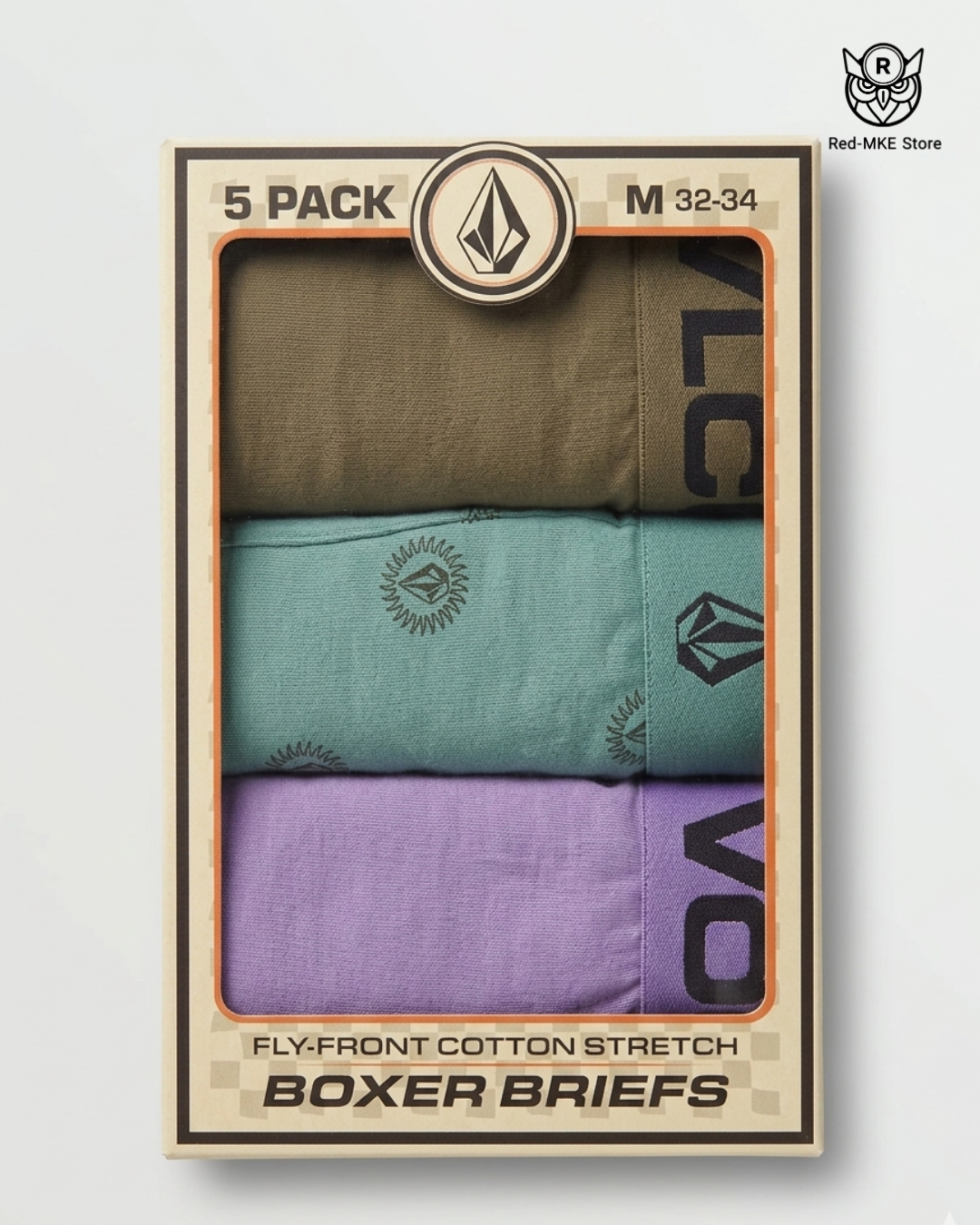Pack de 5 Bóxers Volcom Fly-Front Cotton Stretch – Estilo Alternativo & Confort Premium