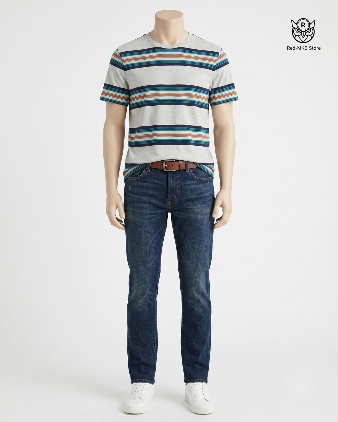 Camiseta Gris con Rayas