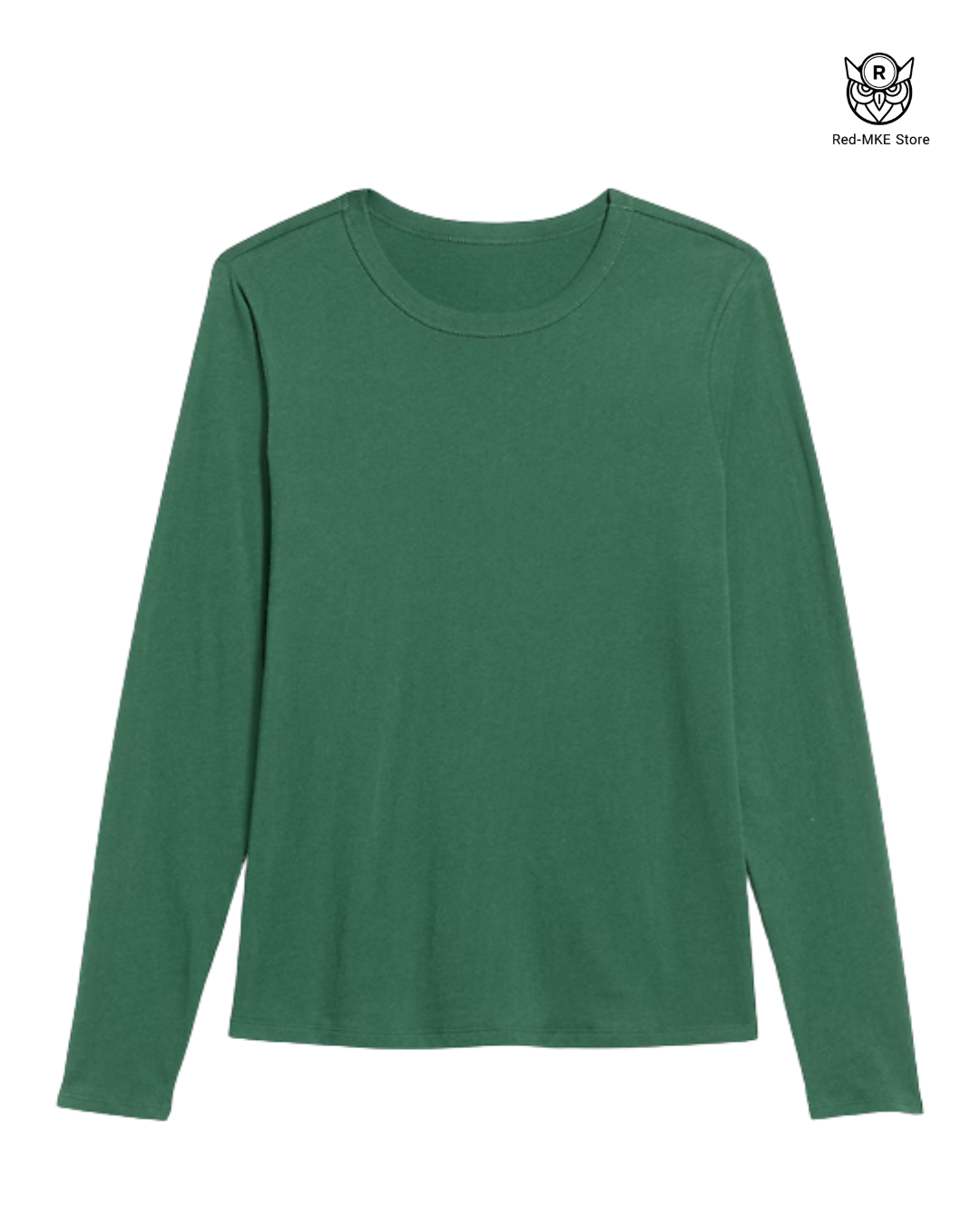 Camiseta Verde  Cuello Redondo Manga Larga