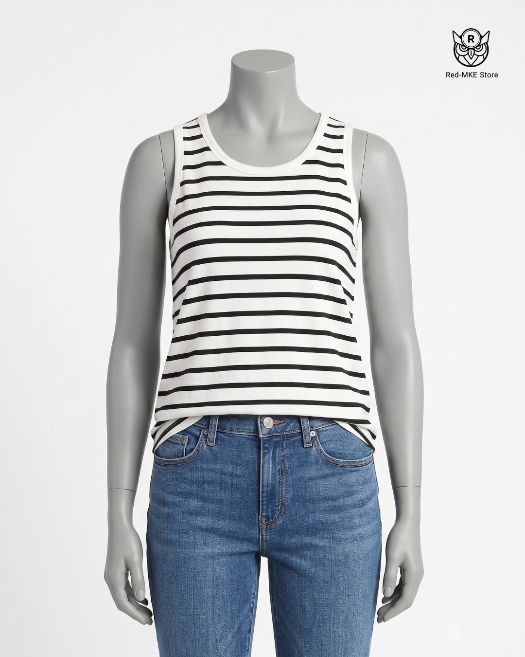 Blusa tirantes blanca rayas azules