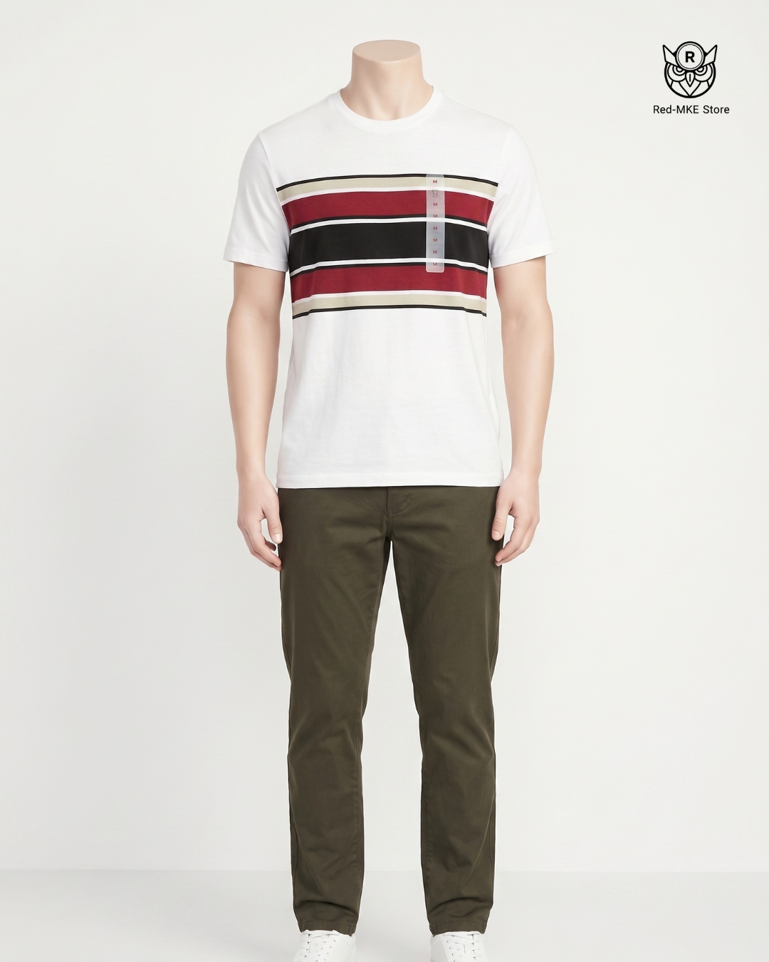 Camiseta crema rayas en pecho