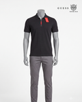 Camisa tipo polo negra con cremallera