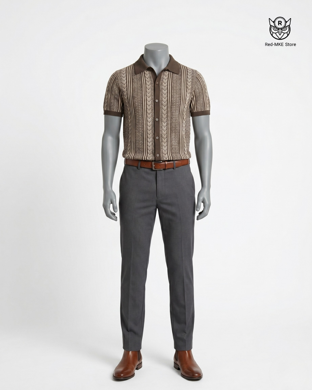 Camisa de botonones cafe rayas verticales
