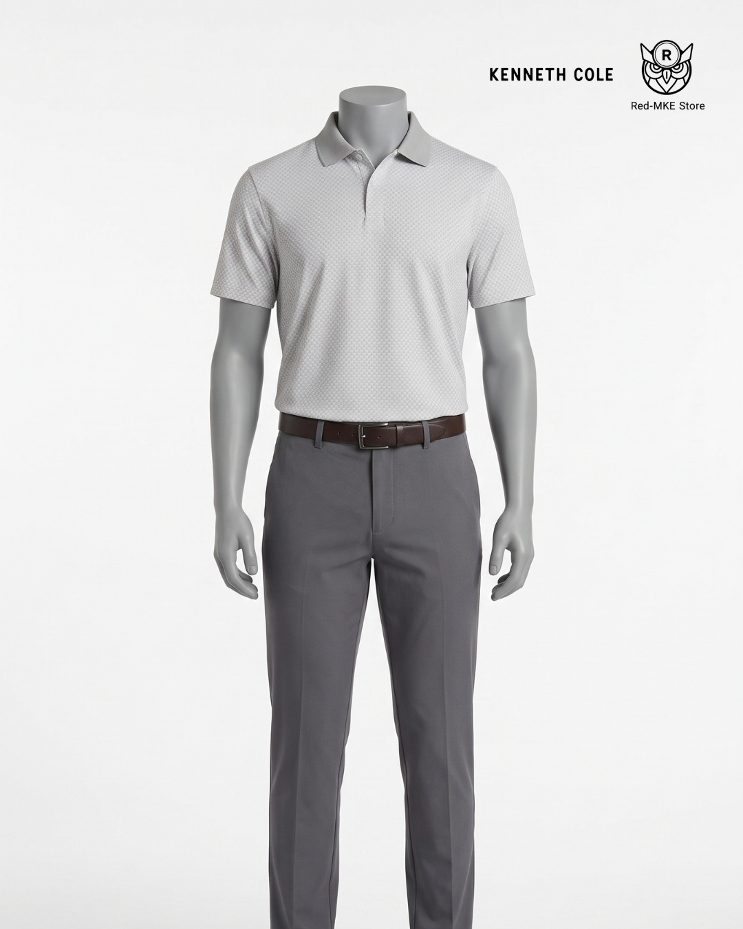 Camisa tipo polo blanco y gris