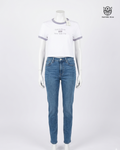 Blusa top blanco con gris
