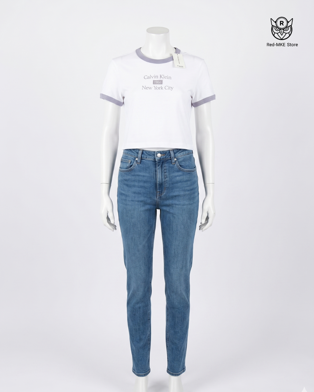 Blusa top blanco con gris
