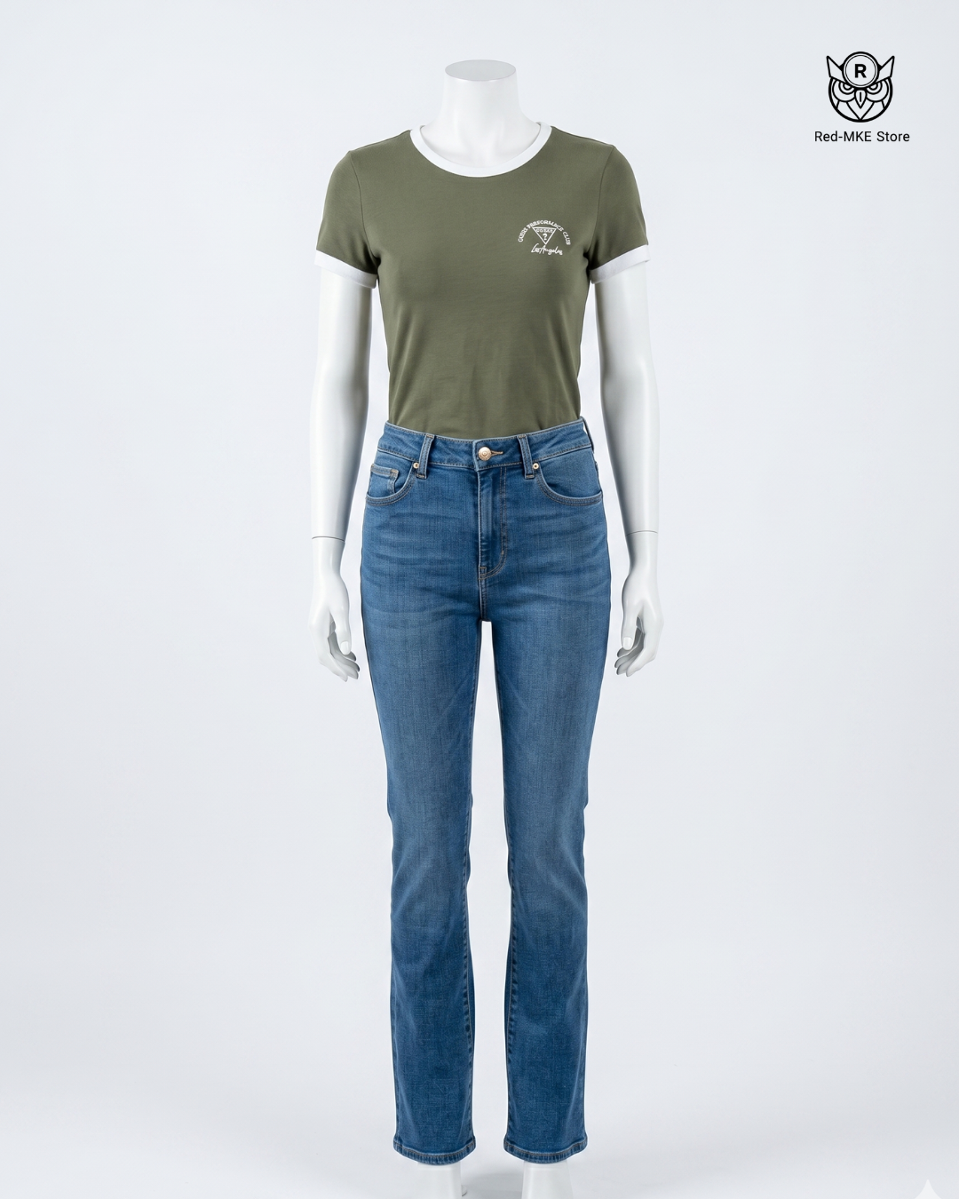 Blusa verde musgo contorno blancos