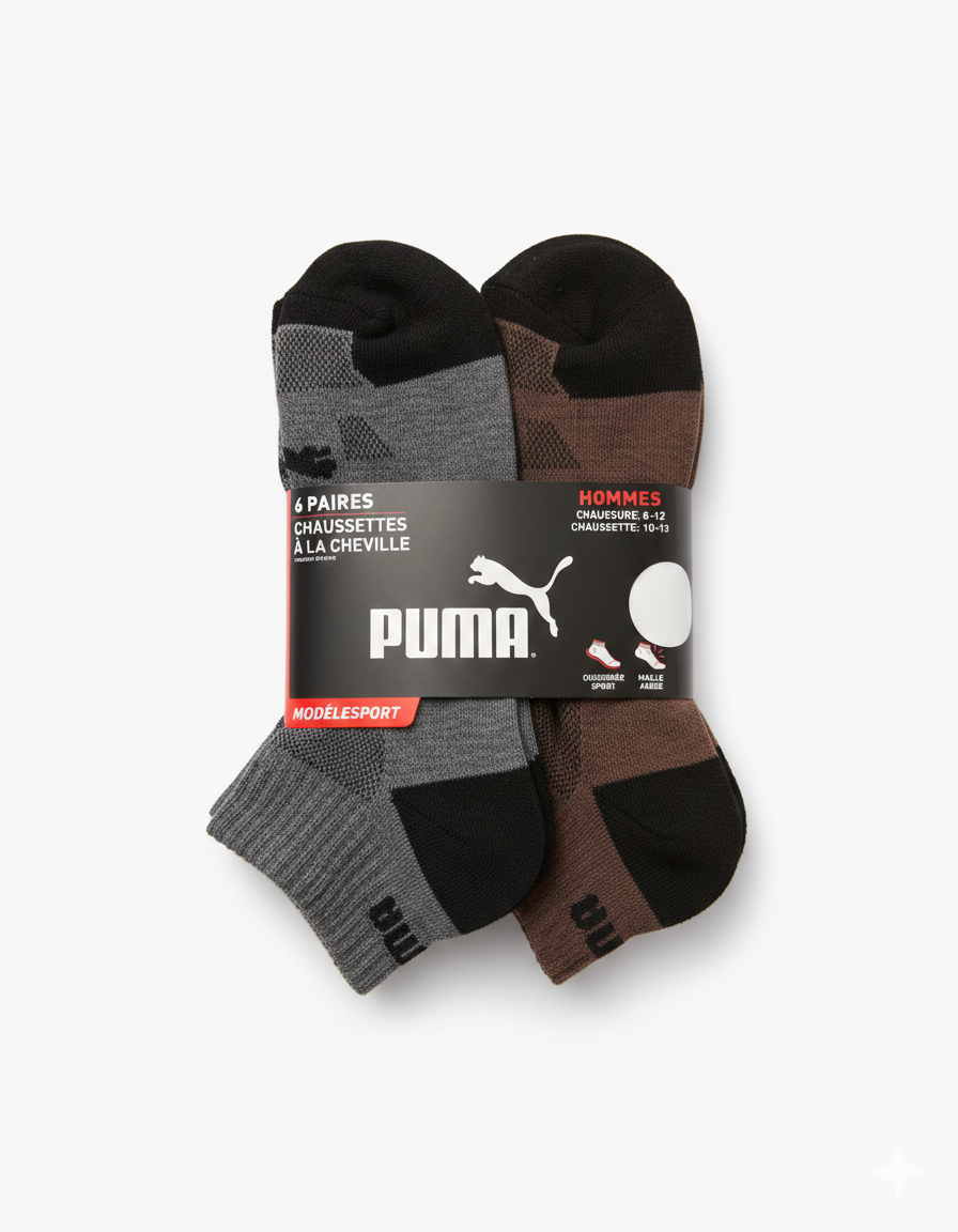 Pack de 6 Pares de Calcetines Puma – Sport Performance Edition