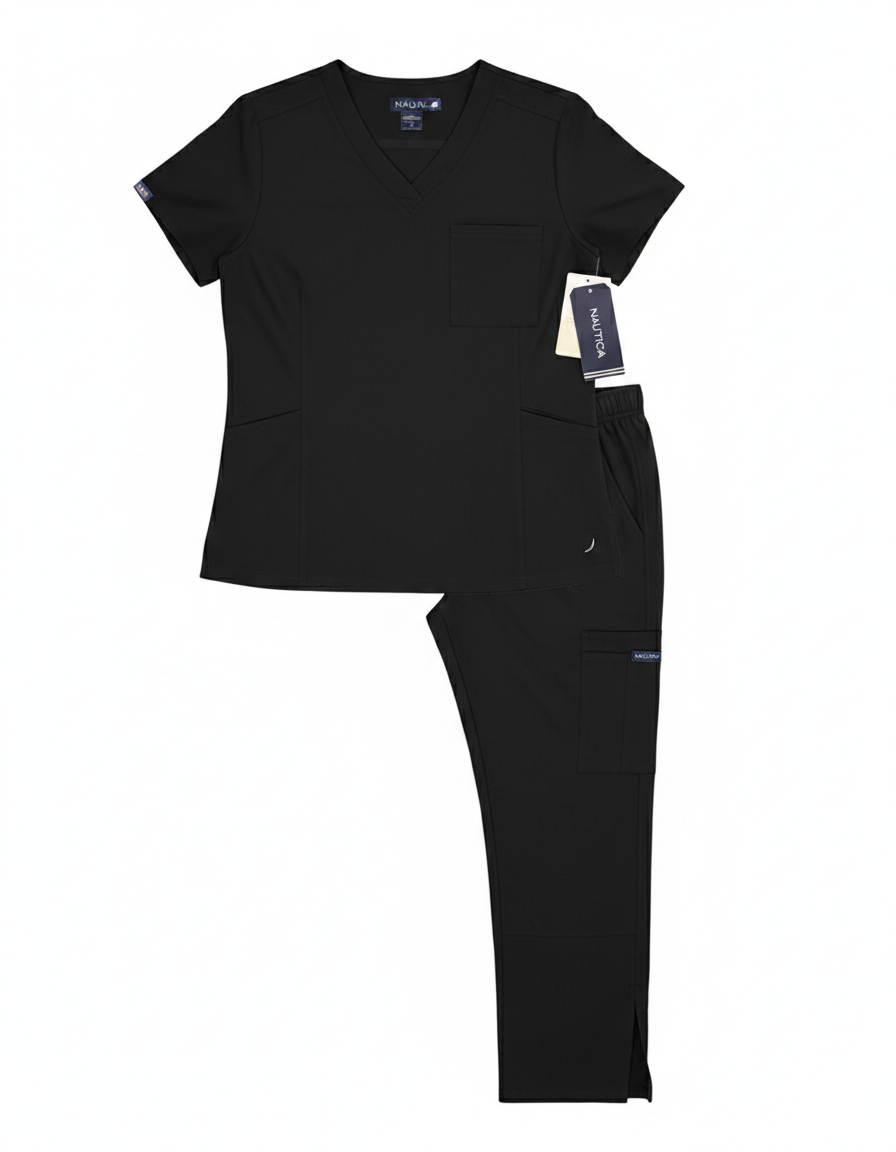 Conjunto Médico Nautica Performance – Onyx Black Professional Scrub Set