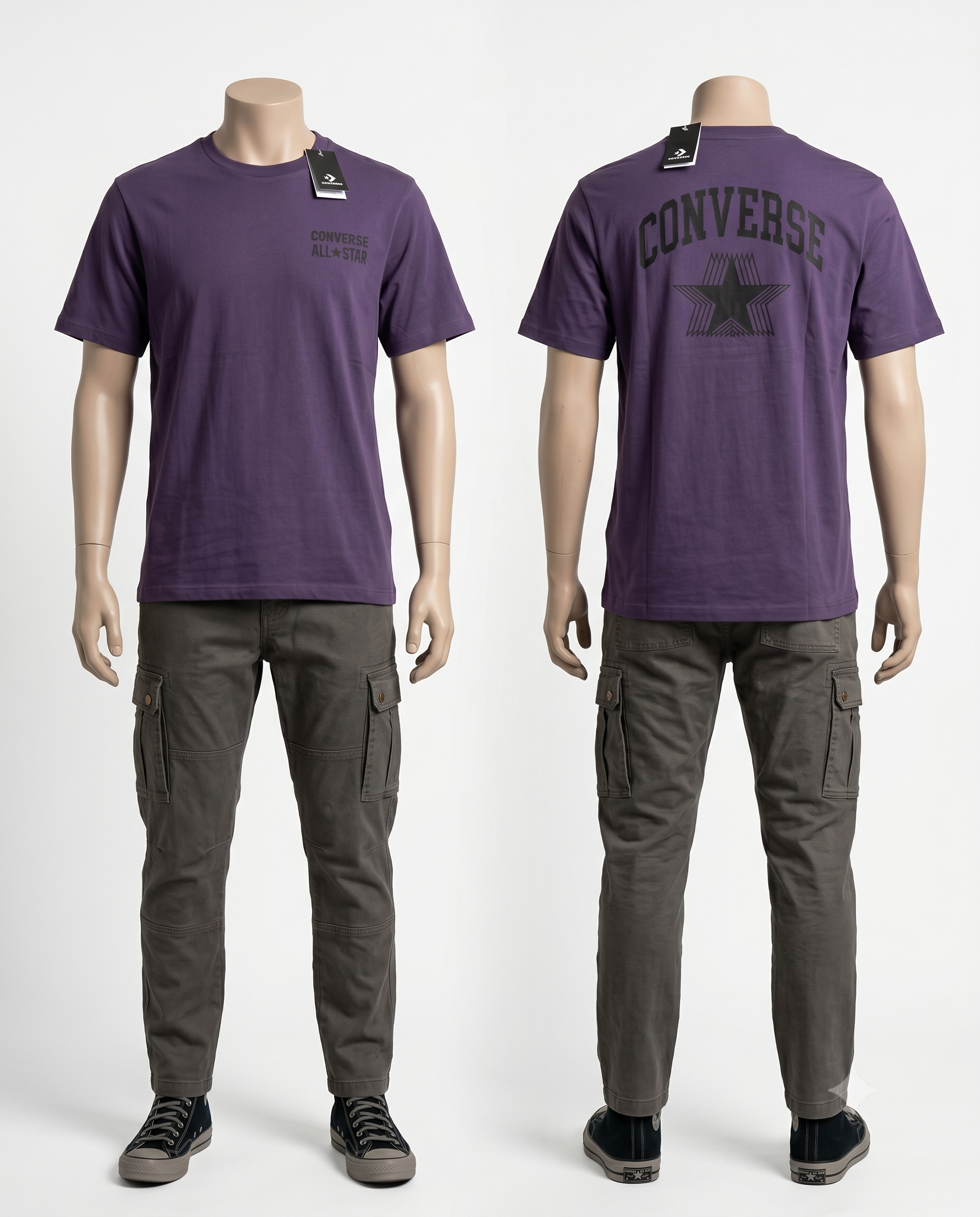 Playera Converse All Star Double Graphic – Estilo Urbano & Tono Púrpura Profundo