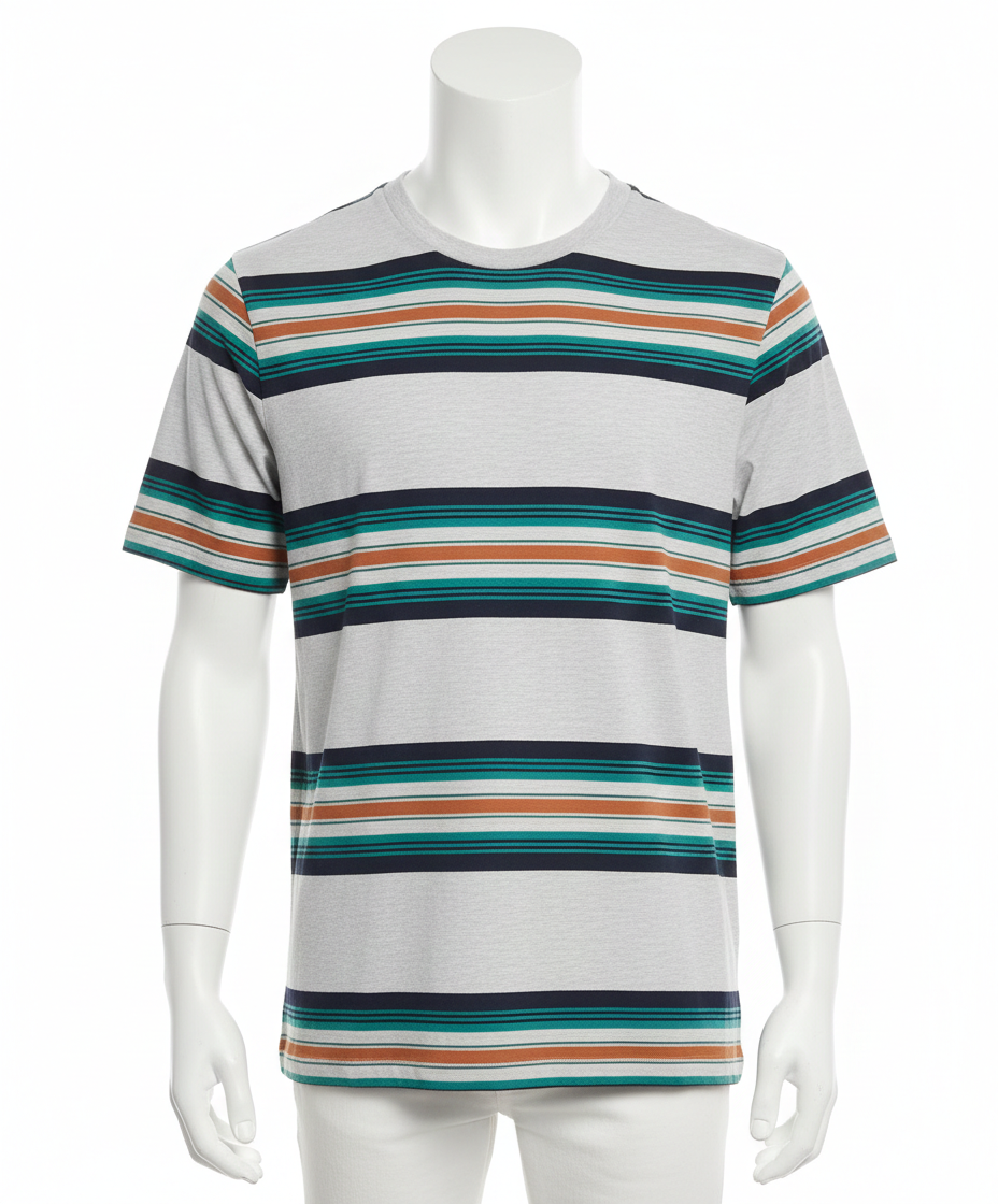 Camiseta Casual a Rayas Horizontales – Multicolor Striped Tee