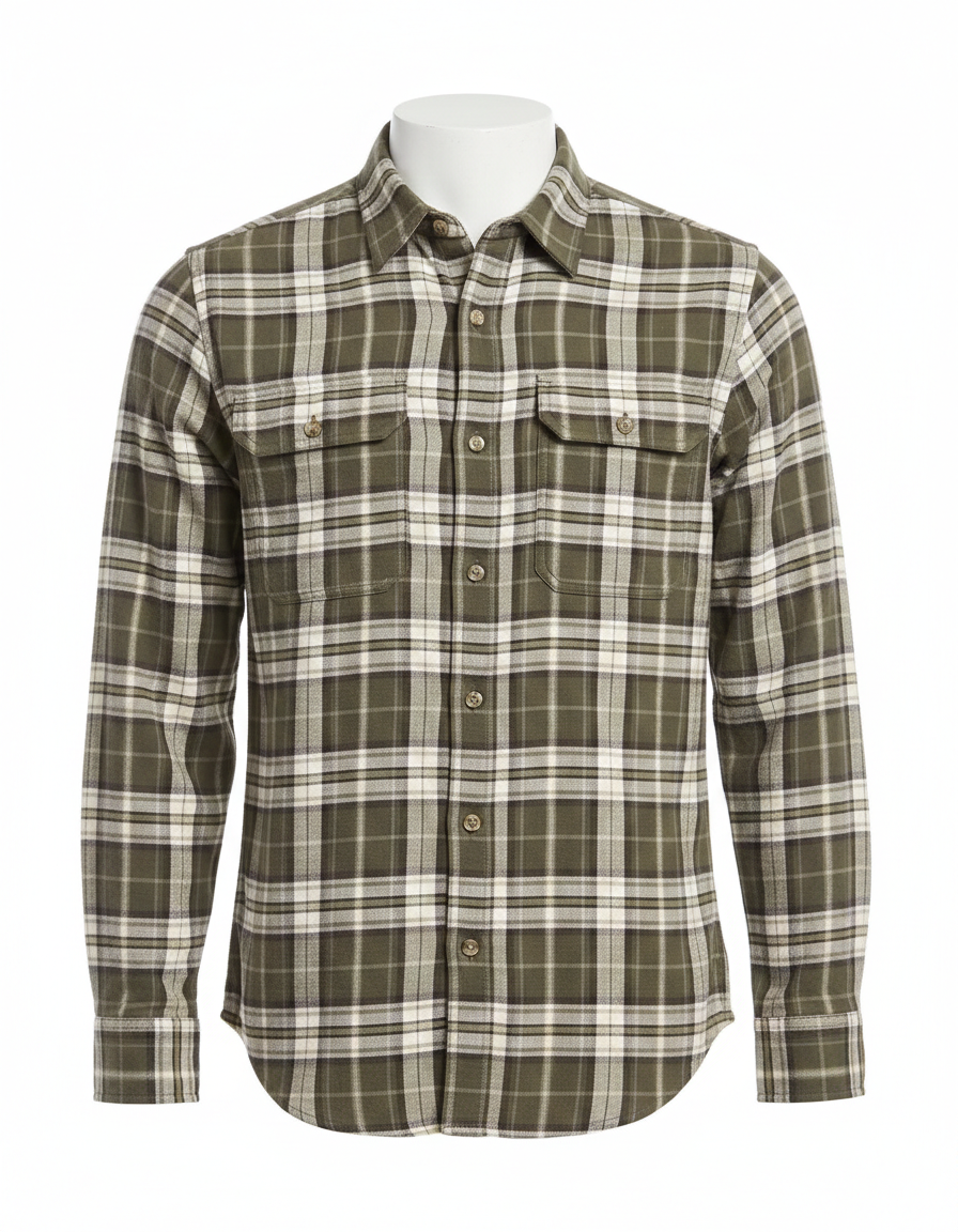 Camisa de Franela de Cuadros – Heritage Olive Plaid