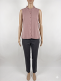 Blusa Calvin Klein Ruffle Neck Sleeveless – Elegancia Ejecutiva & Detalles Femeninos Chic